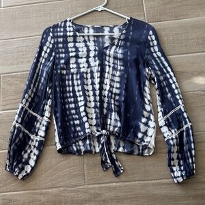 MICHAEL Michael Kors Blue and White Tie-Dye Blouse